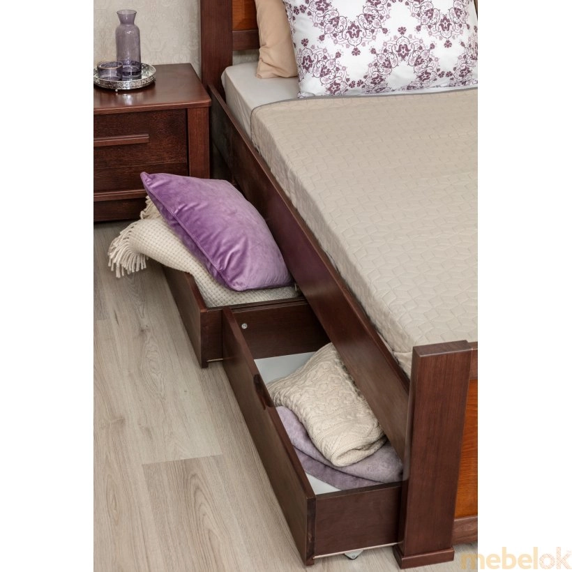 ліжко з виглядом в обстановці (Ліжко Оксфорд з фільонкою та ящиками 180)