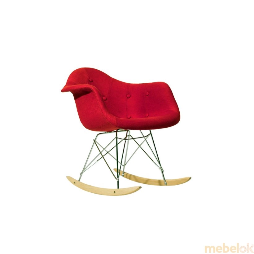 стул с видом в обстановке (Кресло-качалка Leon Soft Rack Вискоза красный K 9)