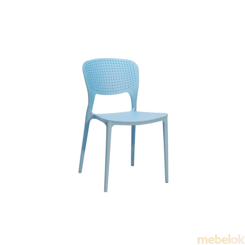 стул с видом в обстановке (Стул пластиковый Mark голубой 50)