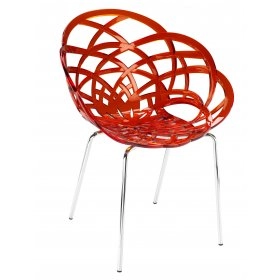 Кресло Flora красное с хромированными ножками