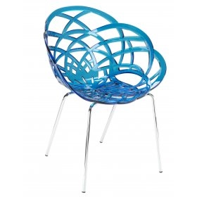 Кресло Flora синее с хромированными ножками