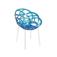 Кресло Flora синее с белыми ножками