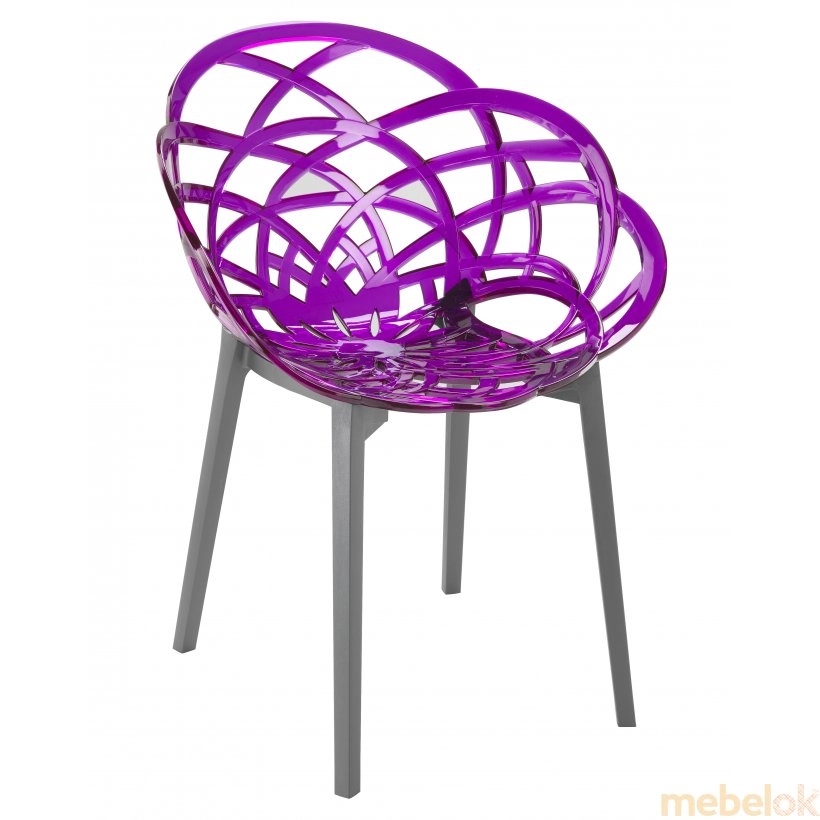 Крісло Flora пурпурове з ніжками кольору антрацитом