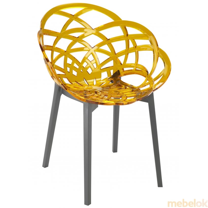 Кресло Flora желтое с ножками антрацит