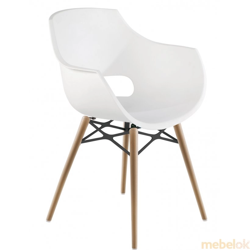 Кресло Opal Wox матовое белое с буковыми ножками