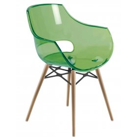 Кресло Opal Wox прозрачно-зеленое с буковыми ножками