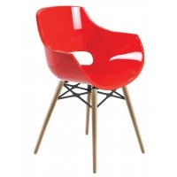 Кресло Opal Wox красное с буковыми ножками