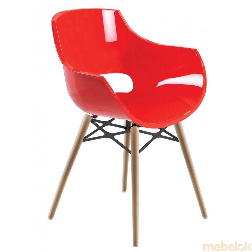 Крісло Opal Wox червоне з буковими ніжками