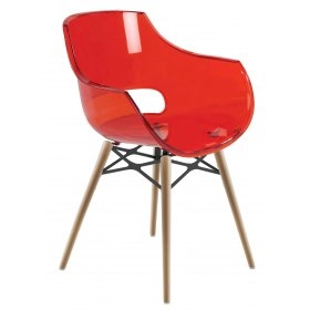 Кресло Opal Wox прозрачно-красное с буковыми ножками