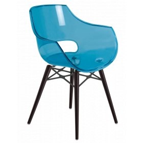 Кресло Opal-Wox прозрачно-синий, рама лакированный бук венге