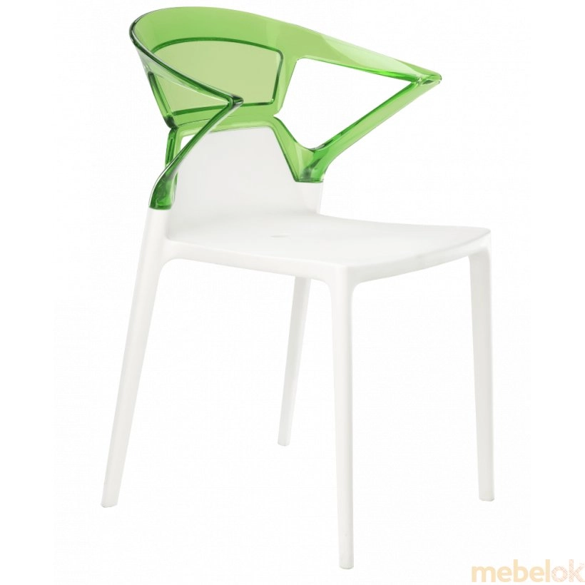 Кресло Ego-K белое сиденье, верх прозрачно-зеленый