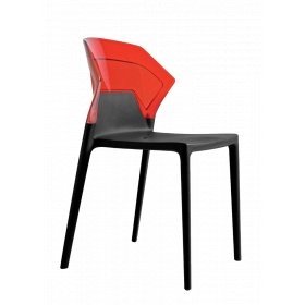 Стул Ego-S черное сиденье, верх прозрачно-красный