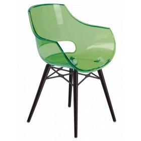 Кресло Opal-Wox прозрачно-зеленое, рама лакированный бук венге