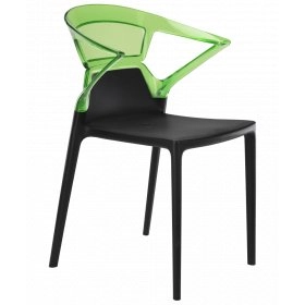 Кресло Ego-K черное сиденье, верх прозрачно-зеленый