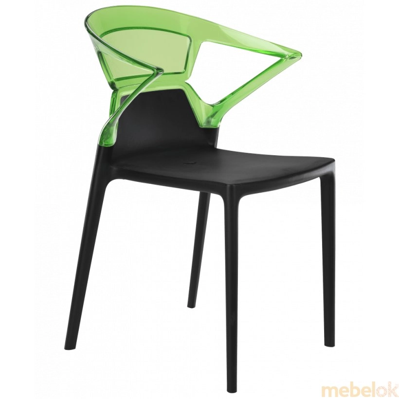 Кресло Papatya Ego-K черное сиденье, верх прозрачно-зеленый