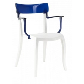 Кресло Hera-K белое сиденье, верх прозрачно-синий