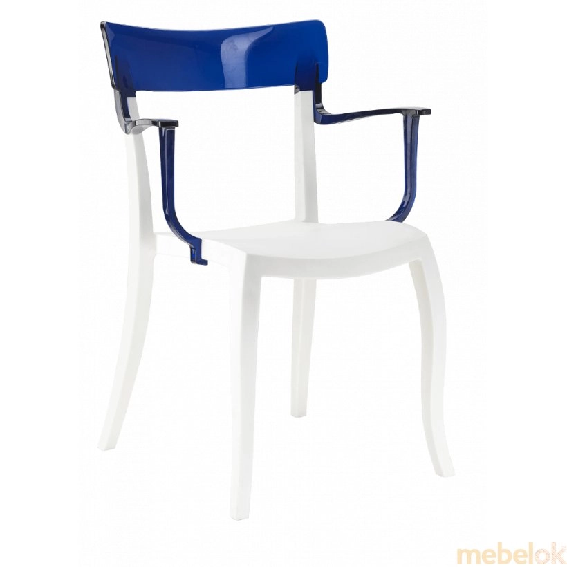 Кресло Hera-K белое сиденье, верх прозрачно-синий