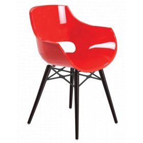 Кресло Opal-Wox красный, рама лакированный бук венге