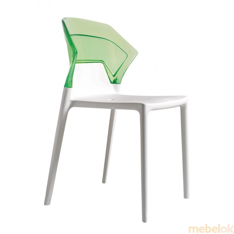 Стул Ego-S белое сиденье, верх прозрачно-зеленый