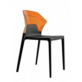 Стул Papatya Ego-S черное сиденье, верх прозрачно-оранжевый