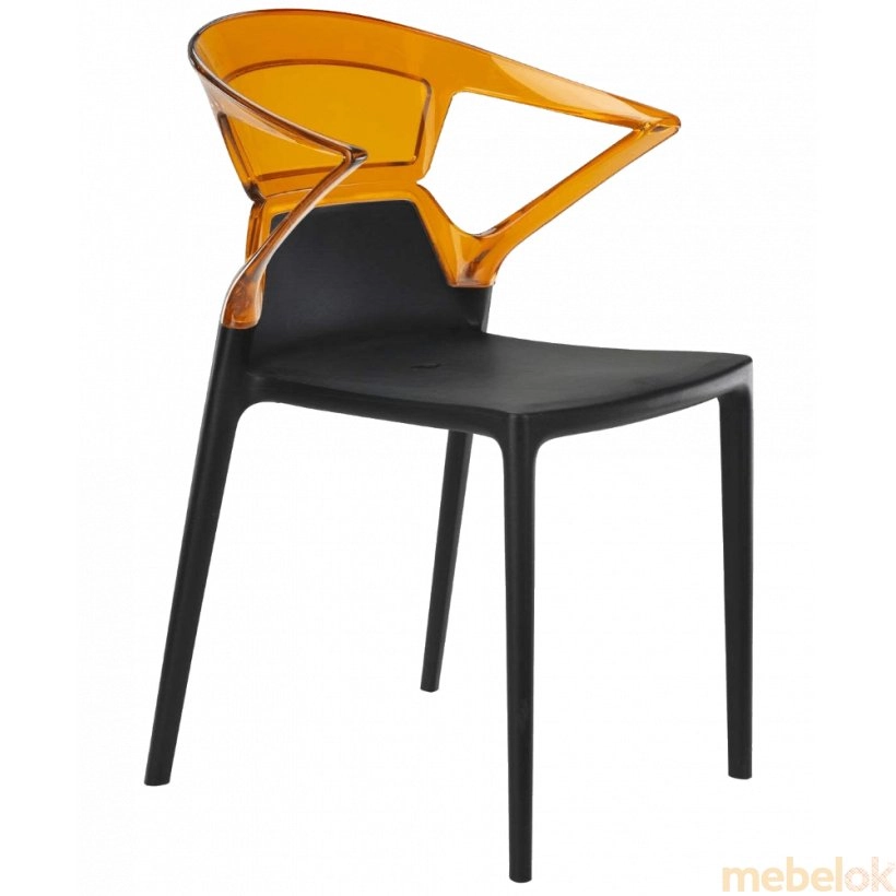 Кресло Ego-K черное сиденье, верх прозрачно-оранжевый