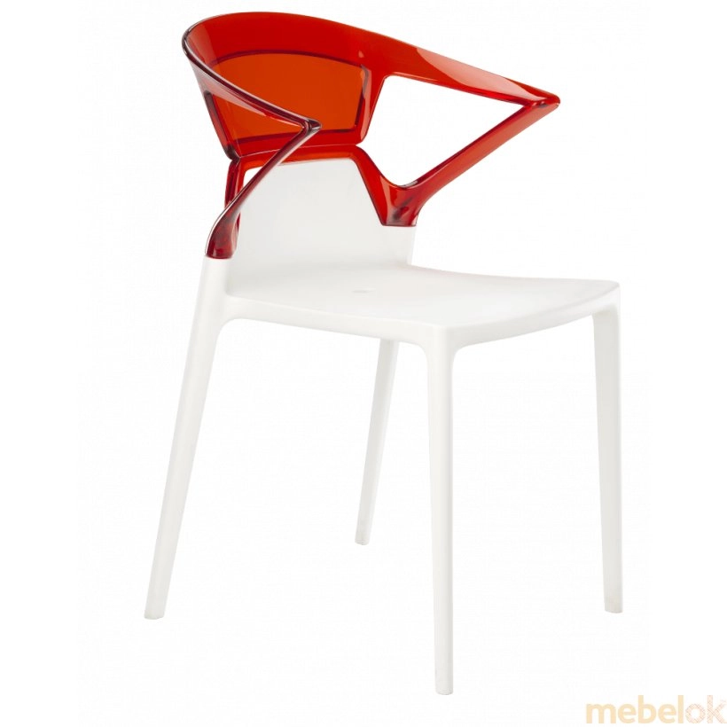 Кресло Ego-K белое сиденье, верх прозрачно-красный