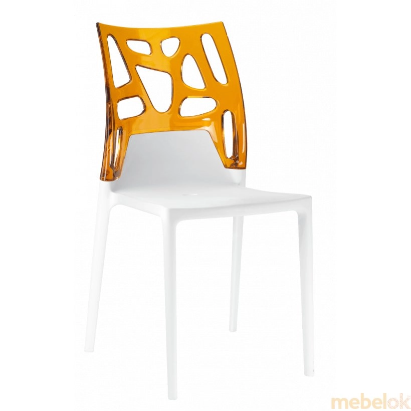 Стул Ego-Rock белое сиденье, верх прозрачно-оранжевый