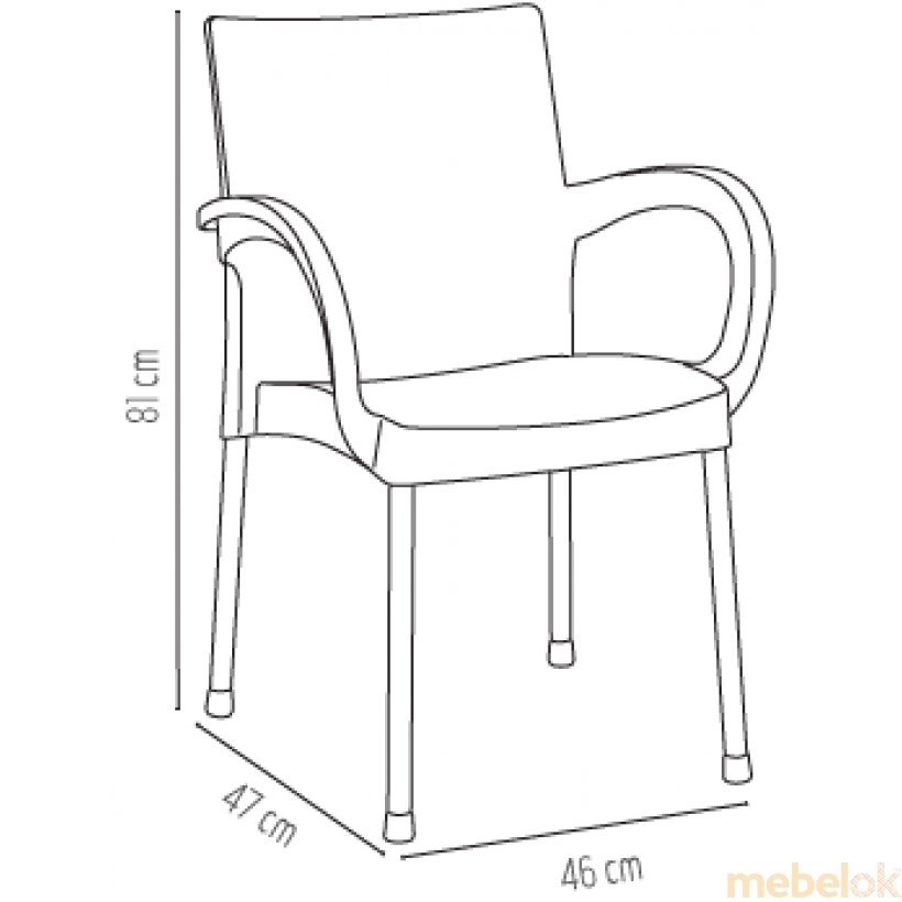 стілець з виглядом в обстановці (Кресло Irak Plastik Sumela алюминиевые ножки оранжевый)