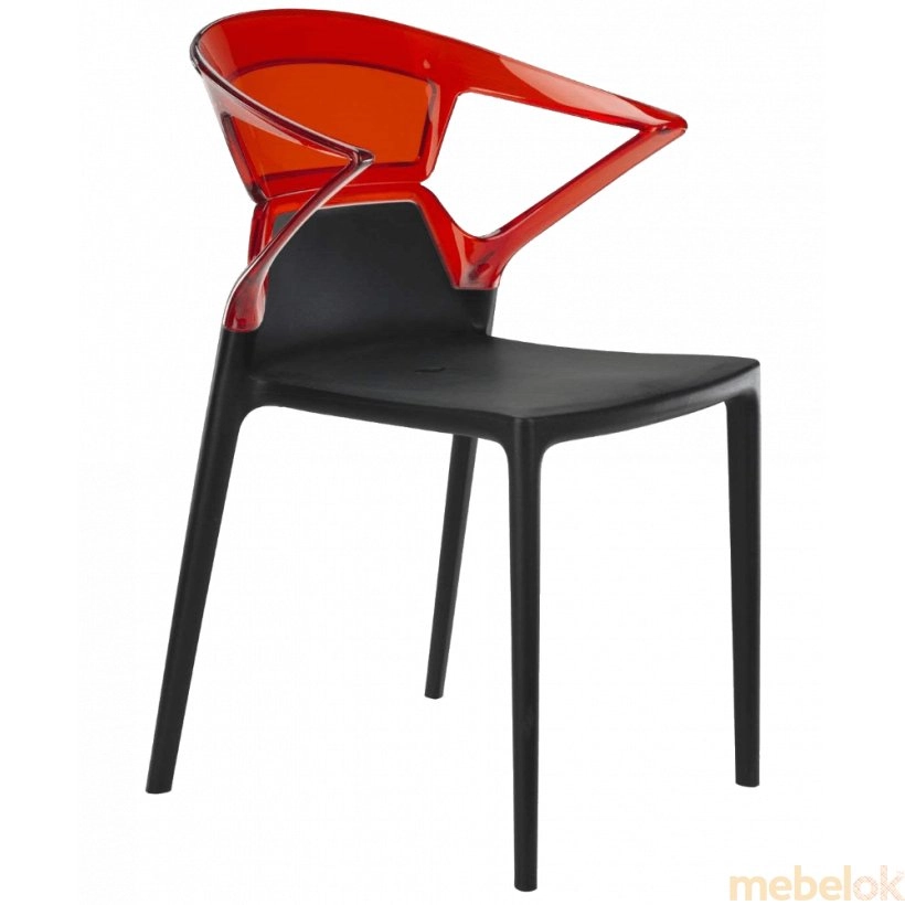 Кресло Papatya Ego-K черное сиденье, верх прозрачно-червоний