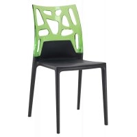 Стул Papatya Ego-Rock черное сиденье, верх прозрачно-зеленый