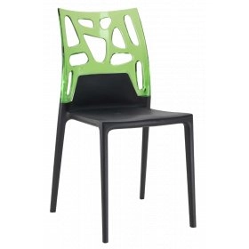 Стул Papatya Ego-Rock черное сиденье, верх прозрачно-зеленый