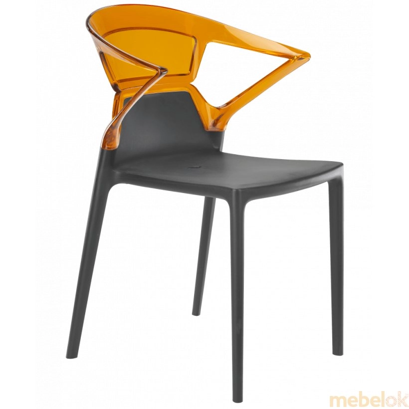 Кресло Papatya Ego-K антрацит сиденье, верх прозрачно-оранжевый