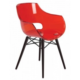 Кресло Opal-Wox прозрачно-красный, рама лакированный бук венге