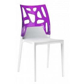 Стул Papatya Ego-Rock белое сиденье, верх прозрачно-пурпурный