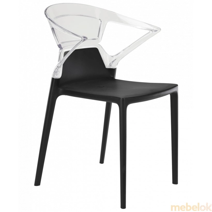 Кресло Ego-K черное сиденье, верх прозрачно-чистый