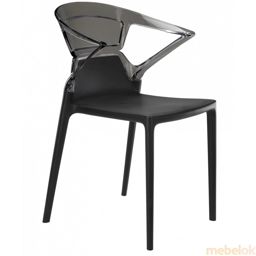 Кресло Ego-K черное сиденье, верх прозрачно-дымчатый