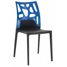 Стул Papatya Ego-Rock черное сиденье, верх прозрачно-синій