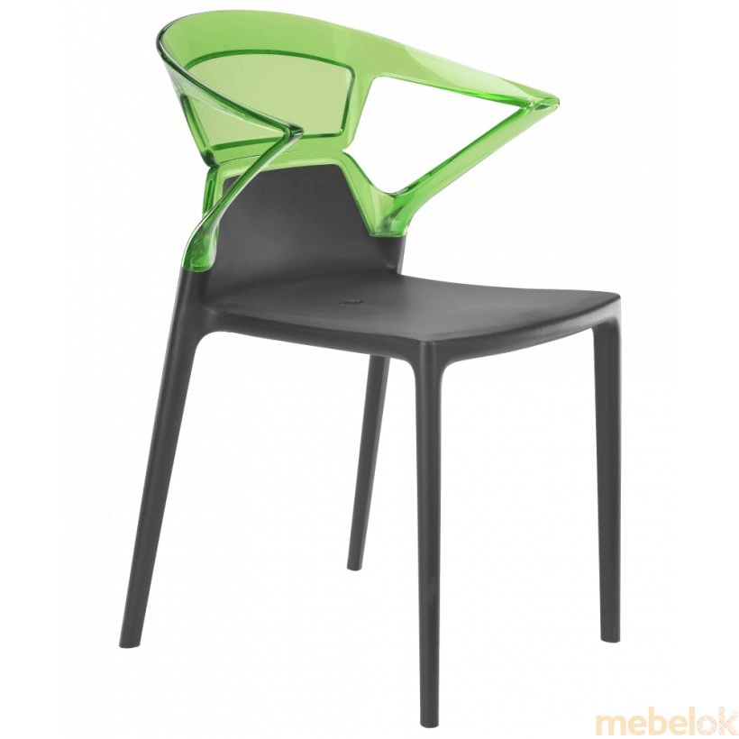 Кресло Ego-K антрацит сиденье, верх прозрачно-зеленый