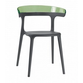 Кресло Luna антрацит сиденье, верх прозрачно-зеленый