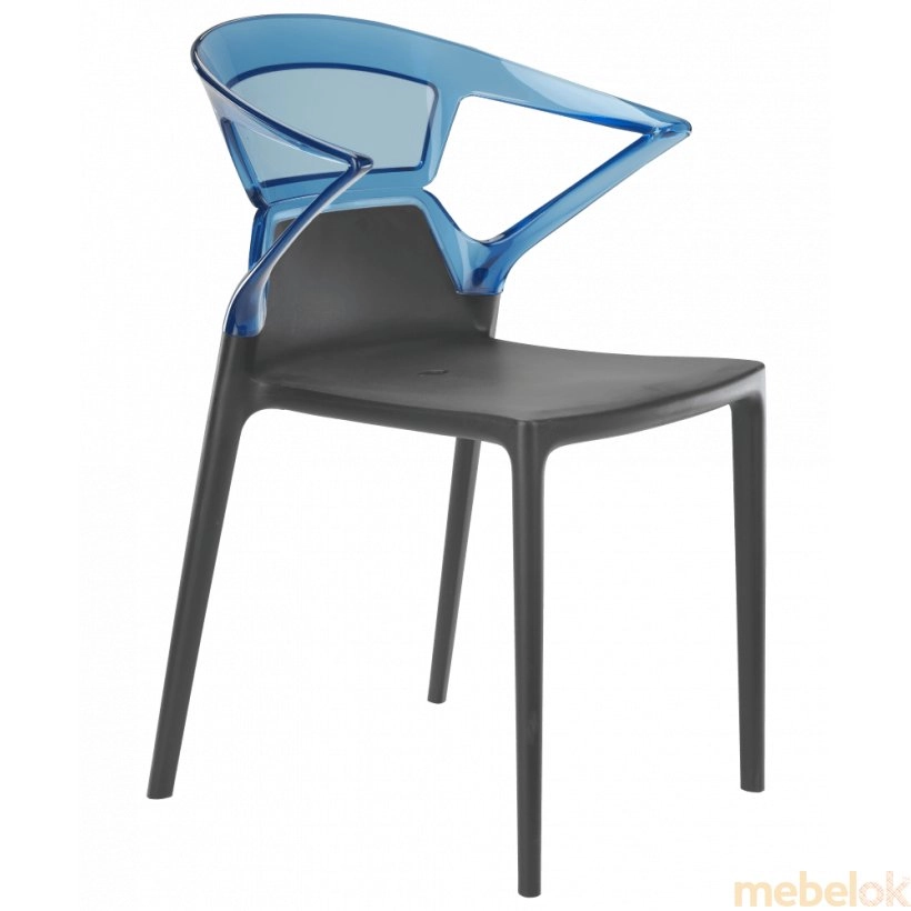 Кресло Papatya Ego-K антрацит сиденье, верх прозрачно-синій