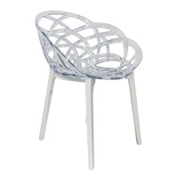 Кресло Flora прозрачно-чистое сиденье, низ белый