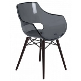Кресло Opal-Wox прозрачно-серое, рама лакированный бук венге