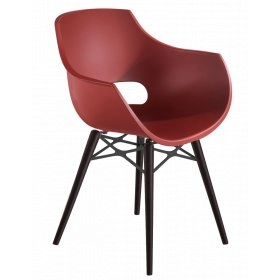 Кресло Opal-Wox матовый красный кирпич, рама лакированный бук венге