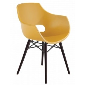 Кресло Opal-Wox матовый желтый, рама лакированный бук венге