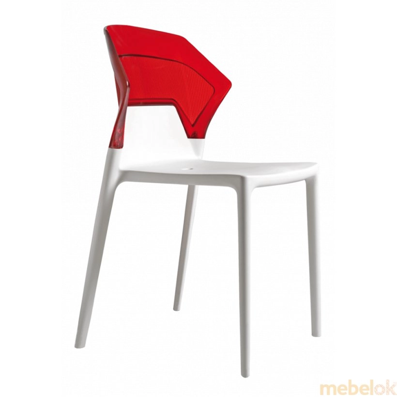 Стул Ego-S белое сиденье, верх прозрачно-красный