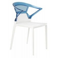 Кресло Ego-K белое сиденье, верх прозрачно-синий
