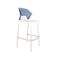 Барный стул Ego-S белое сиденье, верх прозрачно-синий