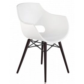 Кресло Opal-Wox матовый белый, рама лакированный бук венге