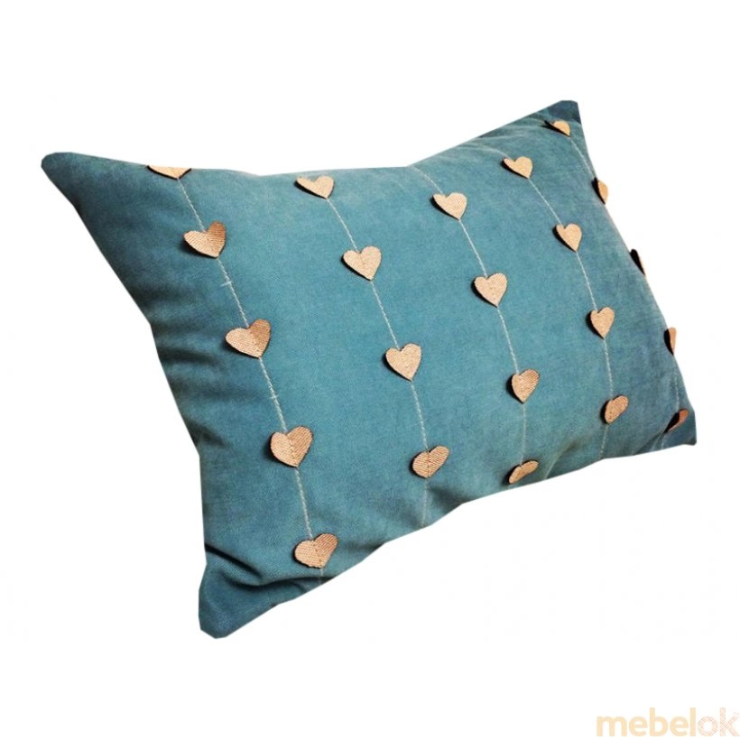 Декоративная подушка Сердечки голубая