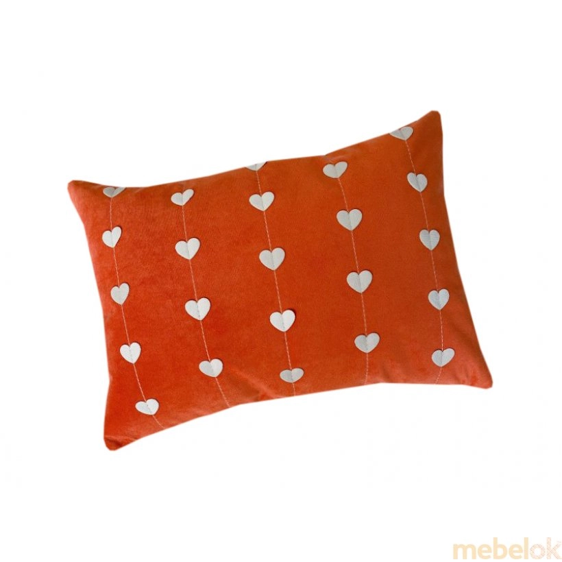 Декоративная подушка Сердечки оранжевая